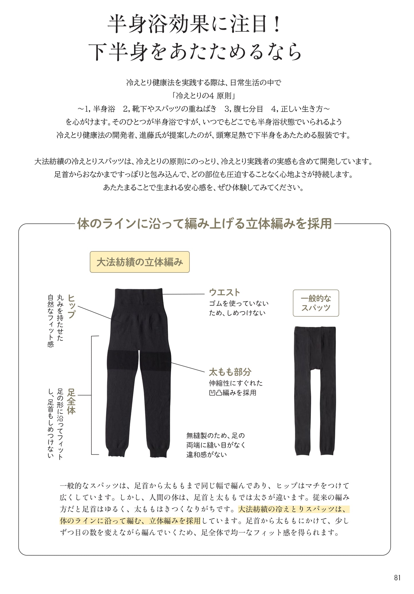 冷えとりスパッツ シルク&コットン 7分丈